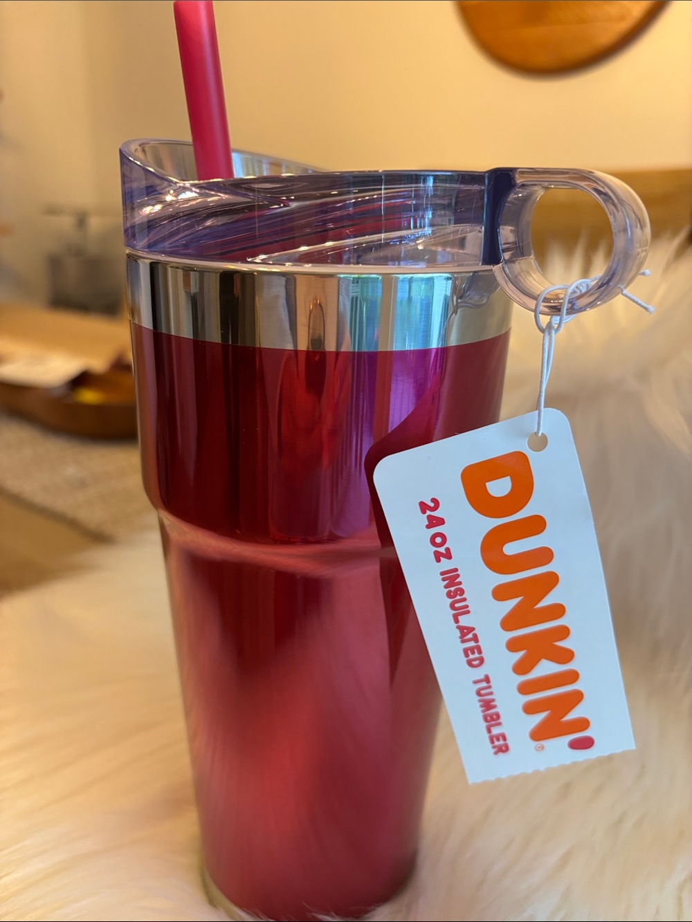 NEW Dunkin stainless insulated pink tumbler 24oz!